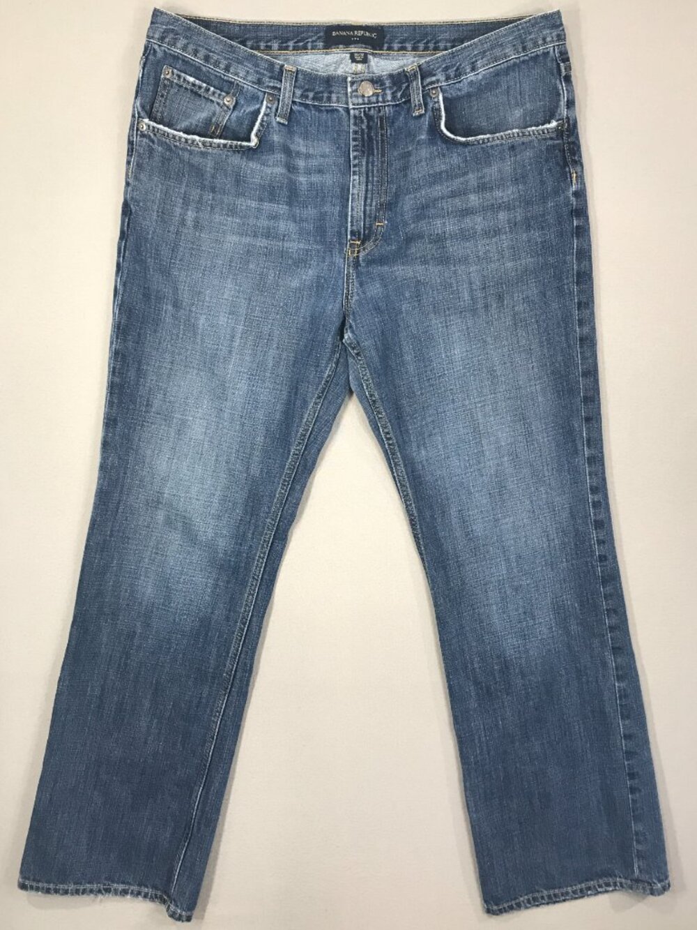Banana Republic Jeans Men's 36x32 Blue Denim Pants Straight Leg Pockets Cotton
